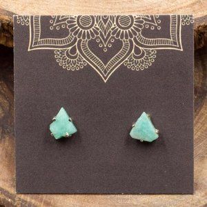 Amazonite and Sterling Silver Crystal Stud Earrings - Choose the pair you want